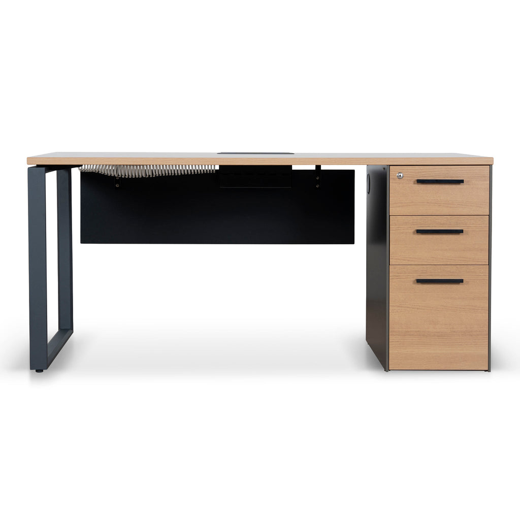 1.6m Single Seater Natural Office Desk - Black Legs