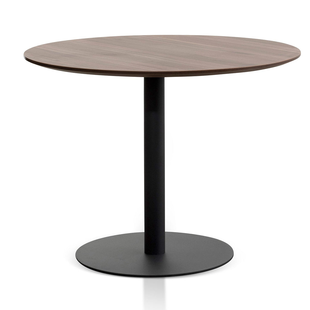 Round Office Siena Meeting Table - Walnut with Black Base