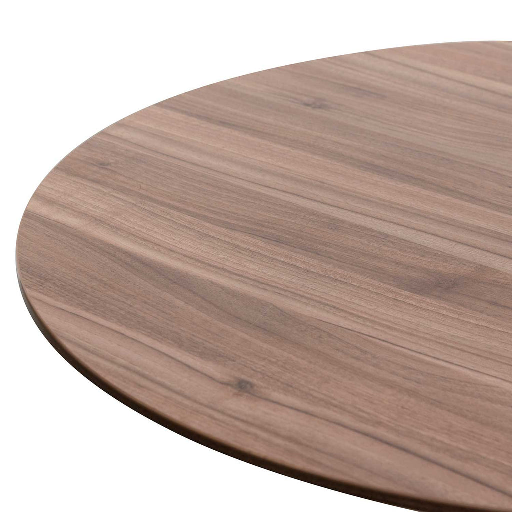 Round Office Siena Meeting Table - Walnut with Black Base