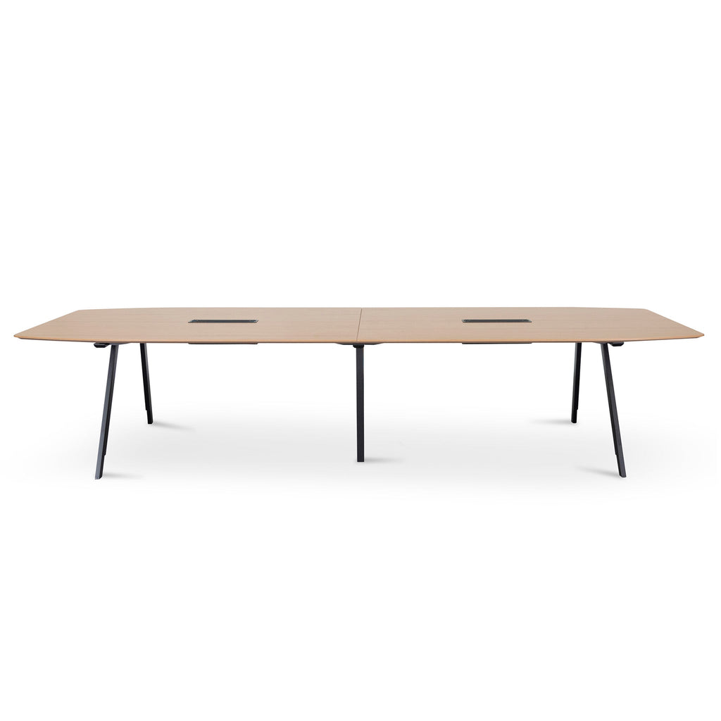 3.6m Natural Boardroom Siena Meeting Table - Full Black Legs