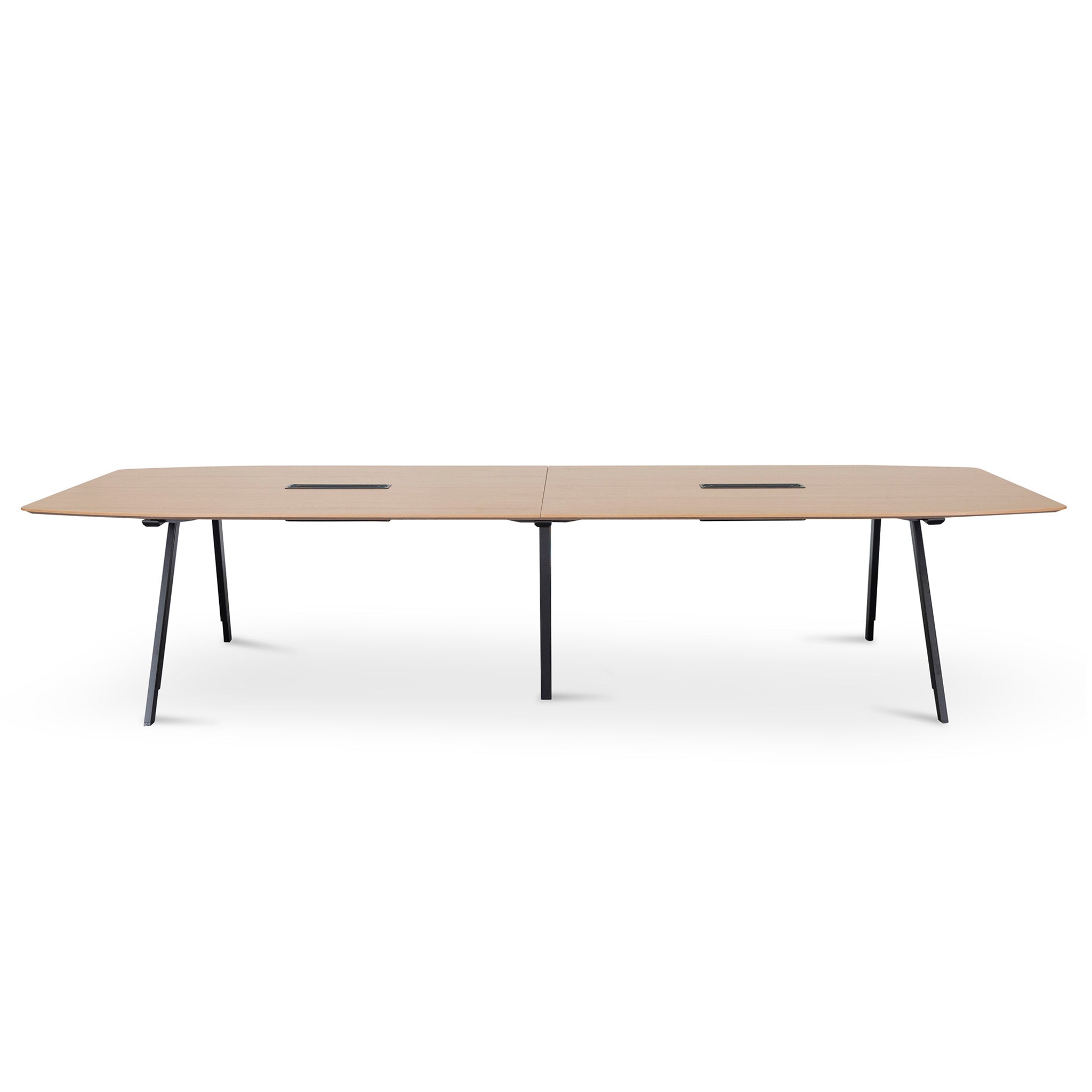 3.6m Natural Boardroom Siena Meeting Table - Full Black Legs