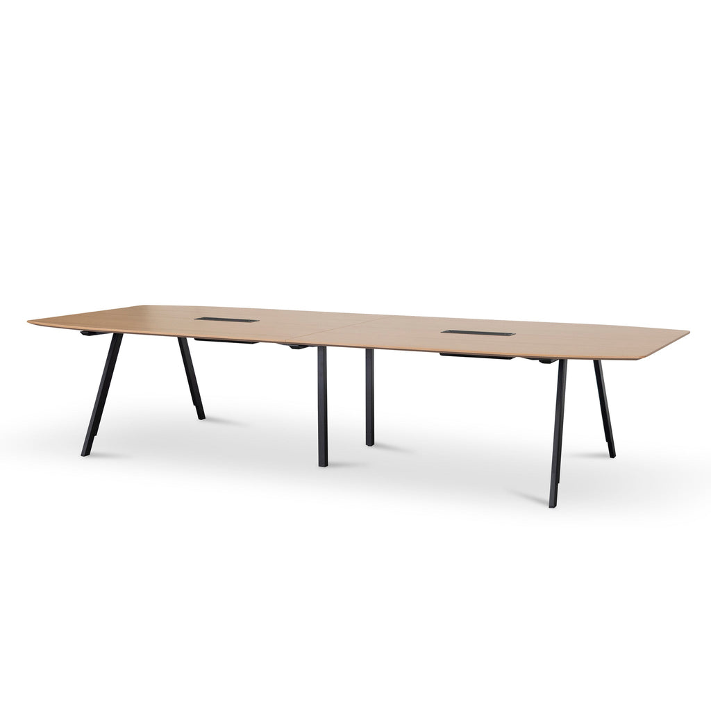 3.6m Natural Boardroom Siena Meeting Table - Full Black Legs