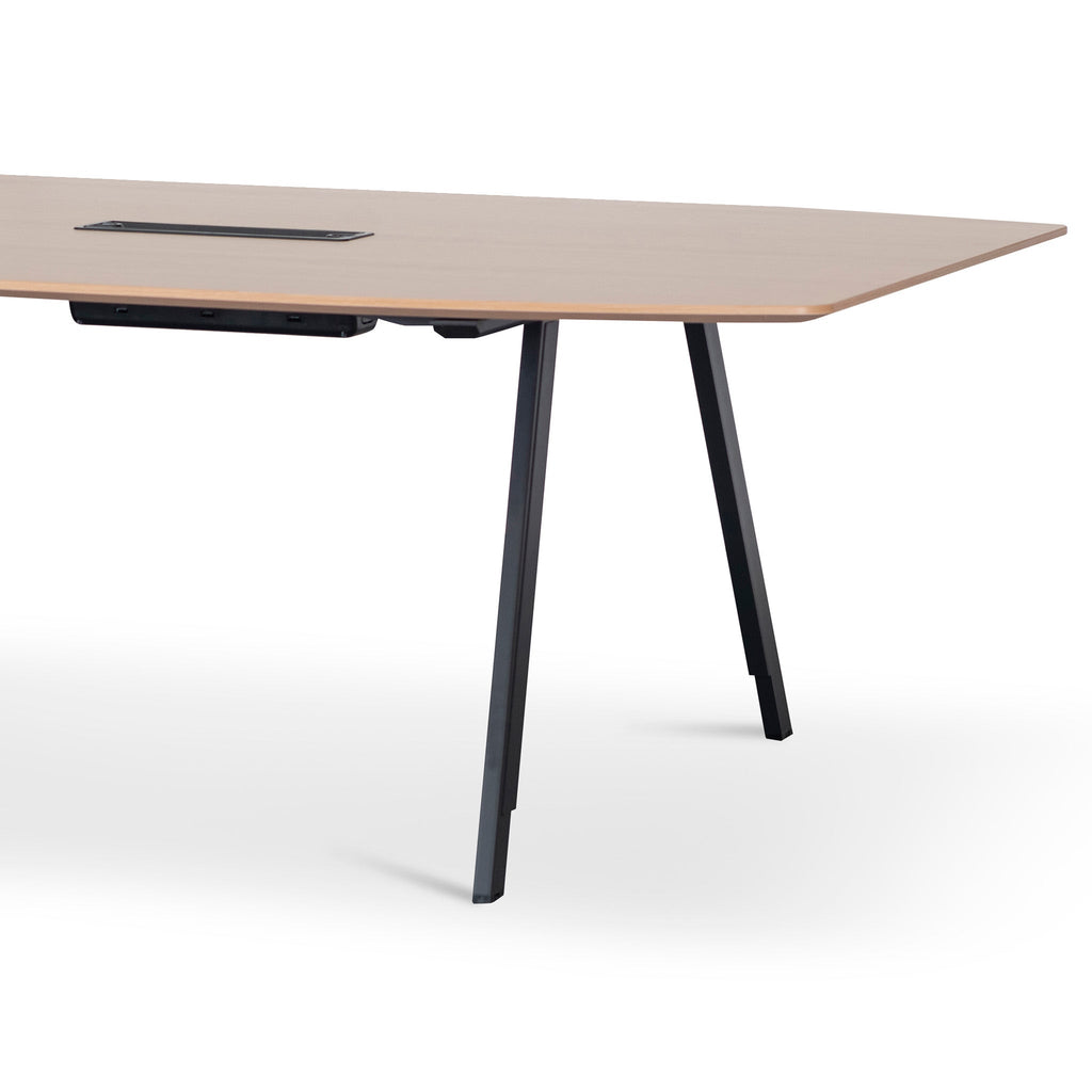 3.6m Natural Boardroom Siena Meeting Table - Full Black Legs