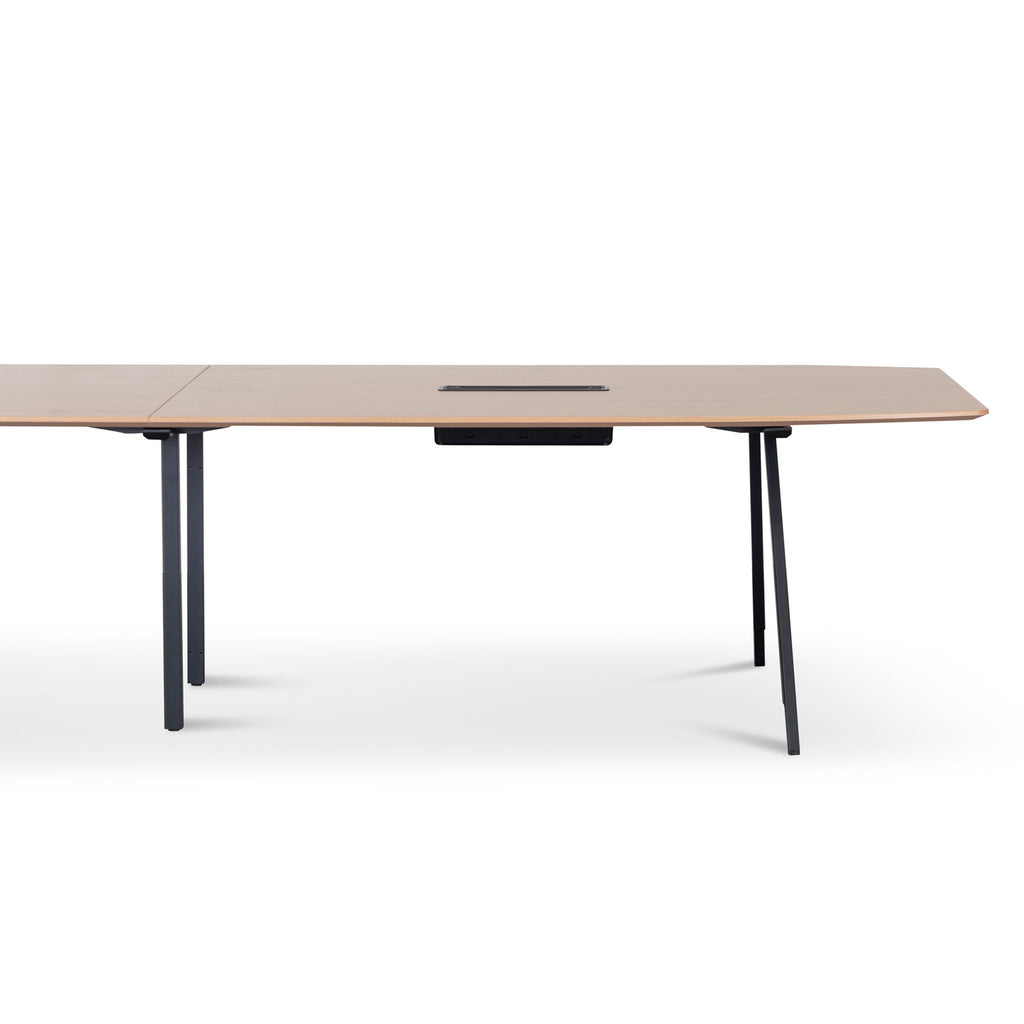 3.6m Natural Boardroom Siena Meeting Table - Full Black Legs