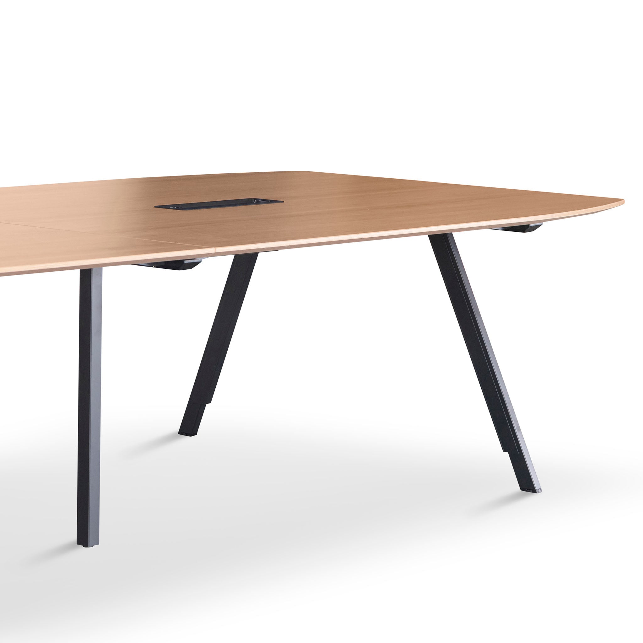 3.6m Natural Boardroom Siena Meeting Table - Full Black Legs