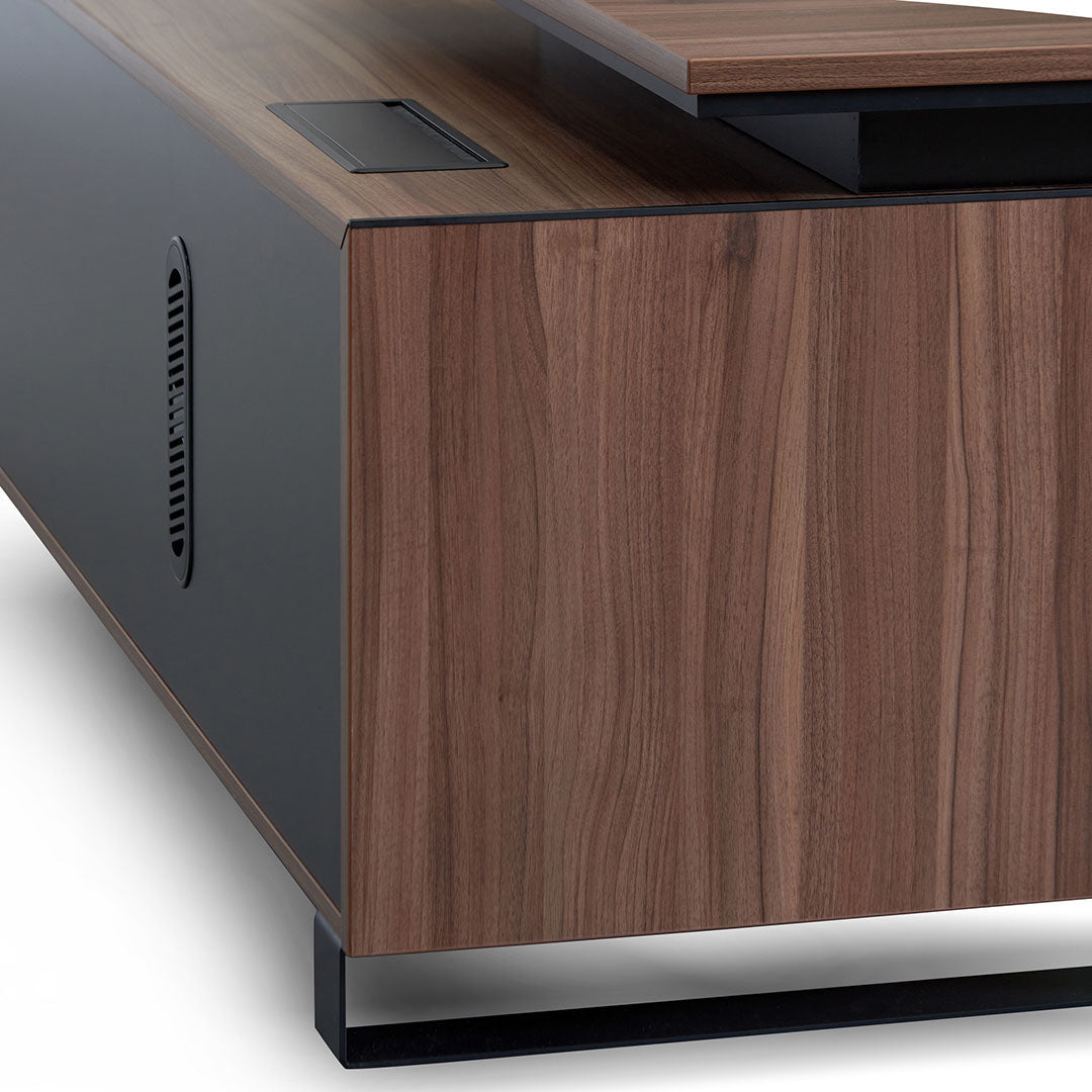 2.3m Right Return Office Desk - Walnut