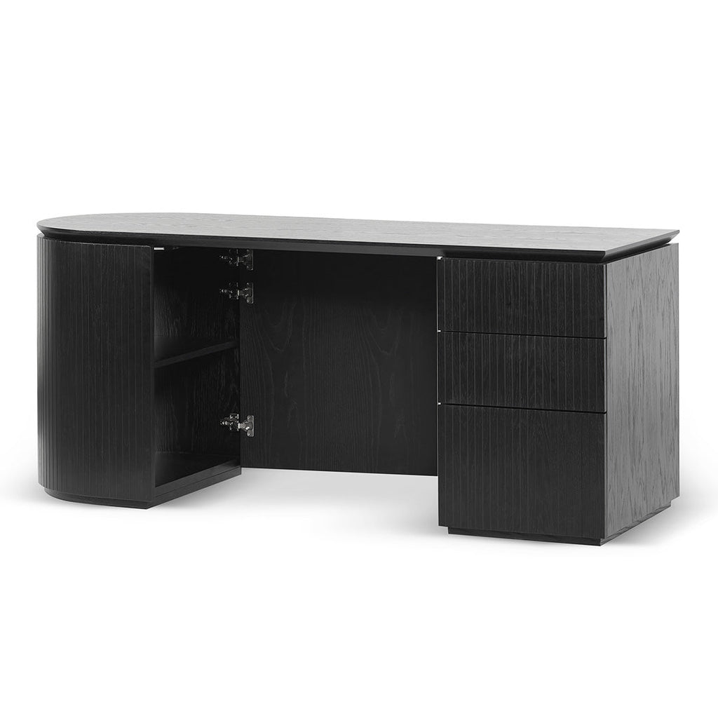 1.77m Right Drawer Office Desk - Black Oak