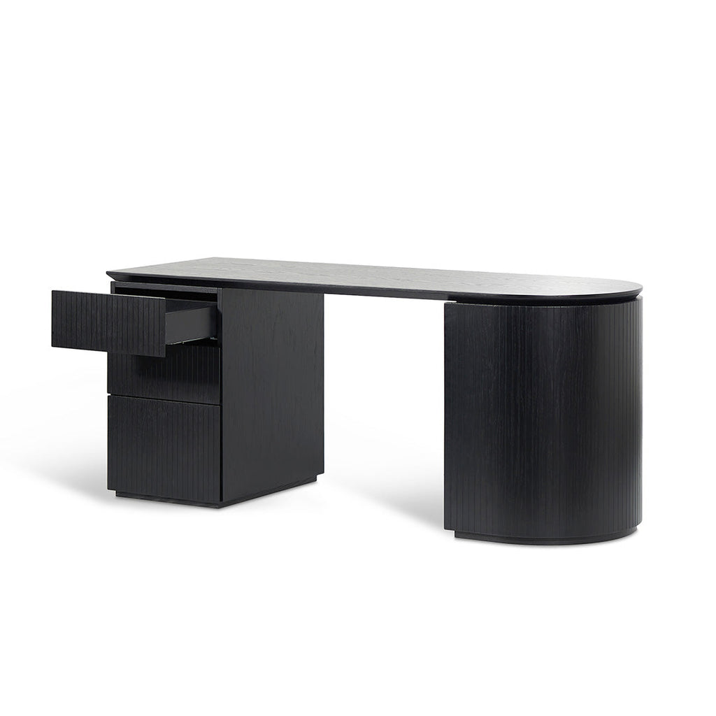 1.77m Left Drawer Office Desk - Black Oak