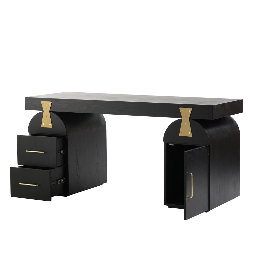 1.55m New Elm Milano Home Office Desk - Full Black
