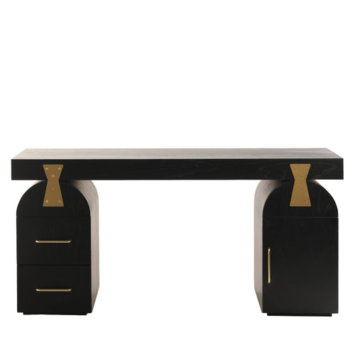 1.55m New Elm Milano Home Office Desk - Full Black