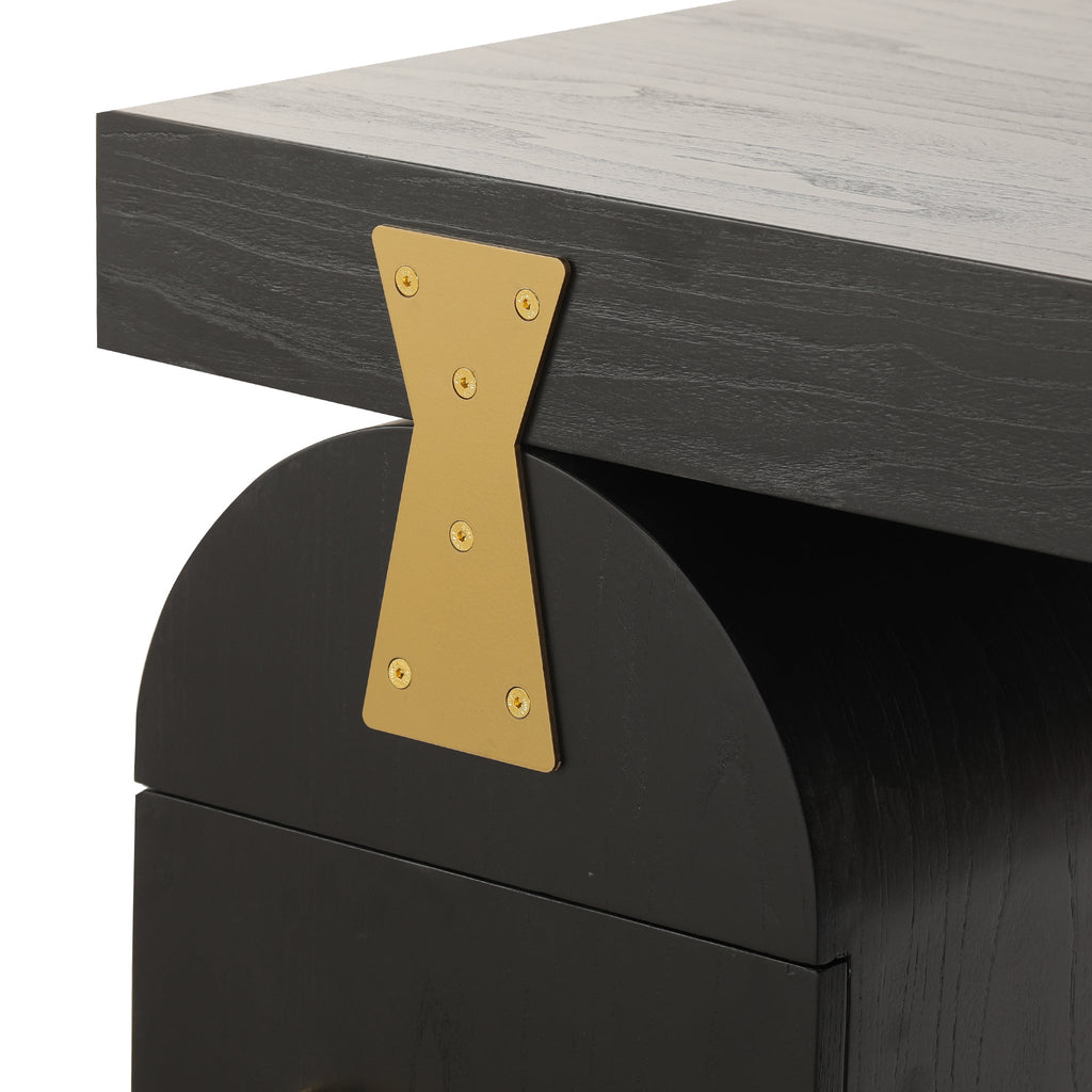 1.55m New Elm Milano Home Office Desk - Full Black