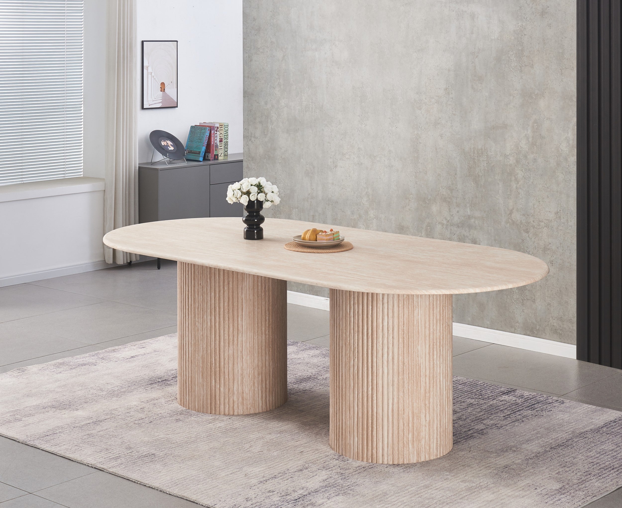 Vesper Rectangular Dining Table Travertine