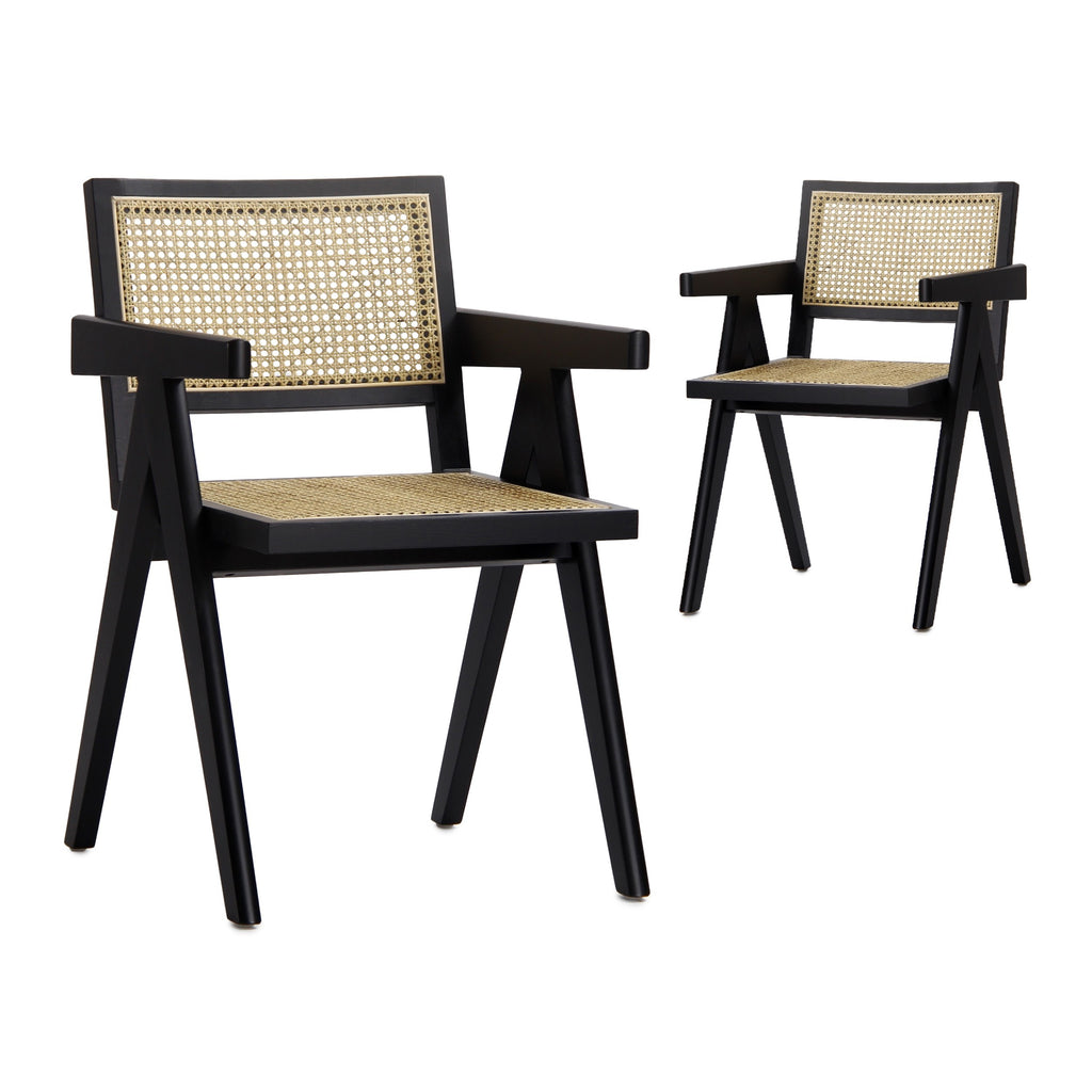 Wicker Rattan Occasional Chairs Black (Set of 2)
