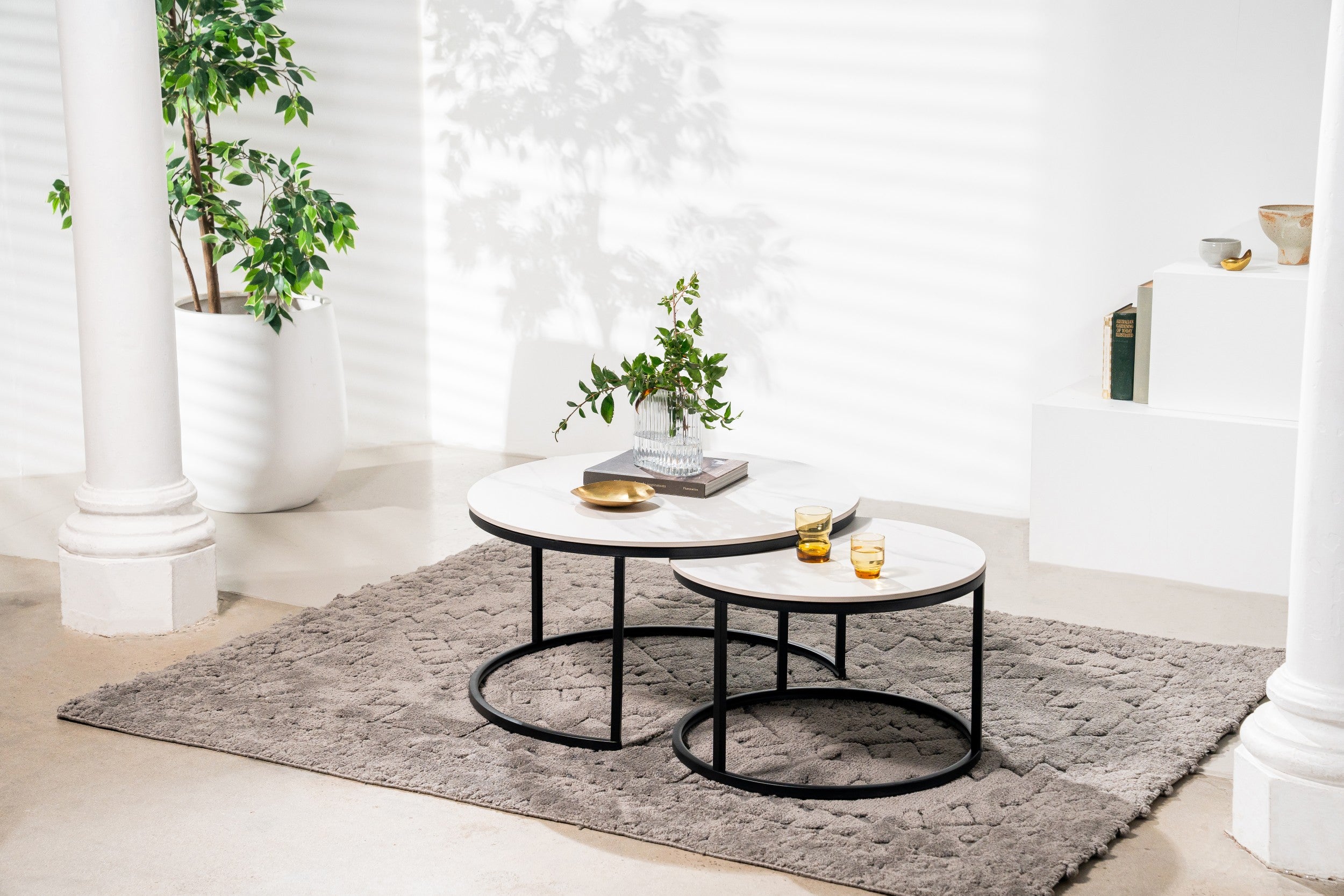 Blanc Coffee Table Set Blanc White Ceramic