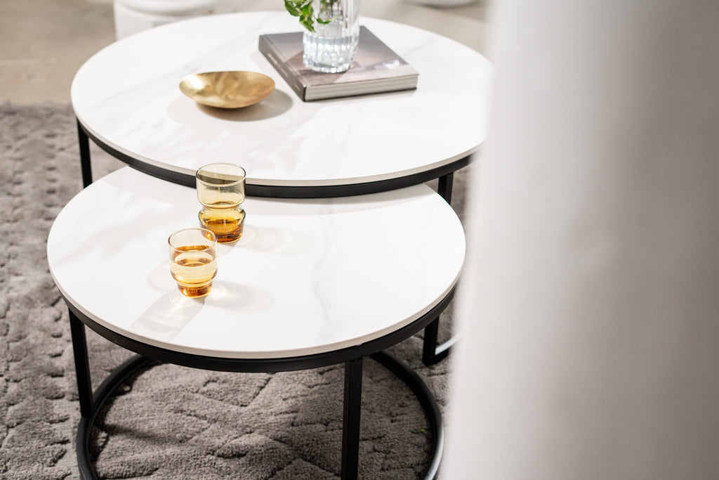 Blanc Coffee Table Set Blanc White Ceramic