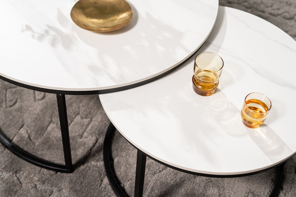 Blanc Coffee Table Set Blanc White Ceramic