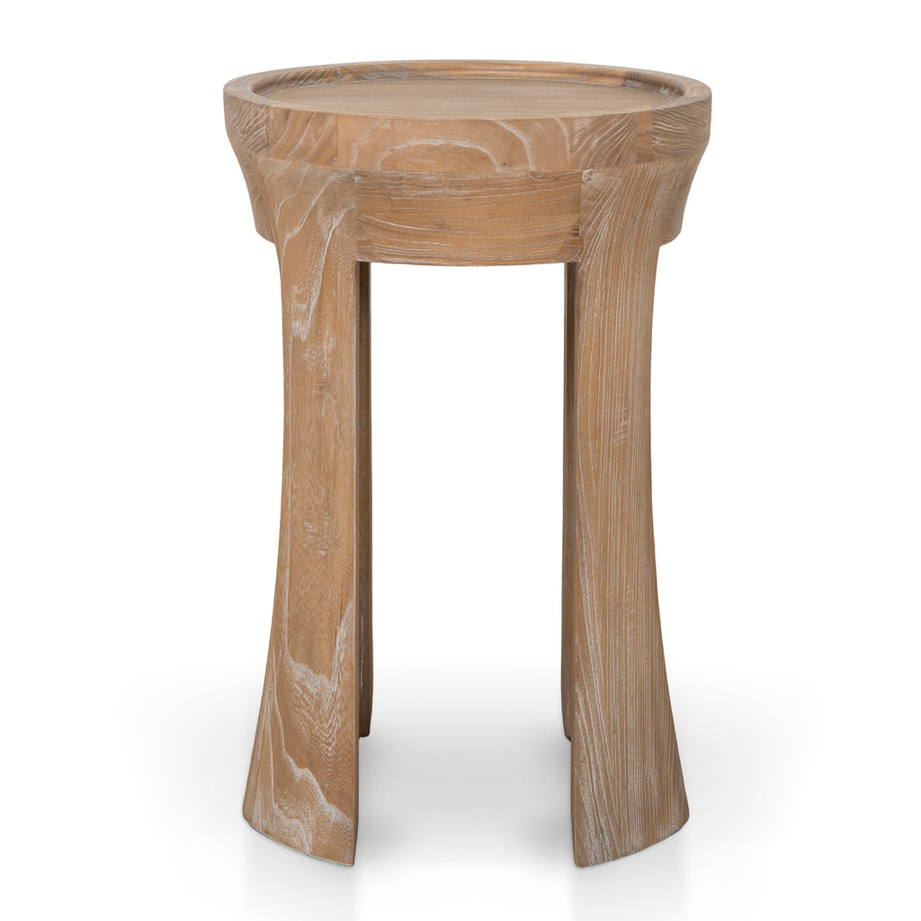 34.5cm Round Capri Side Table - Dark Natural