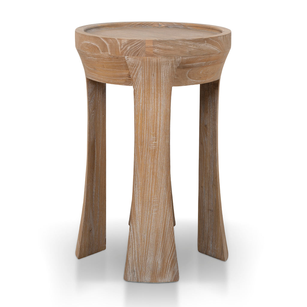 34.5cm Round Capri Side Table - Dark Natural