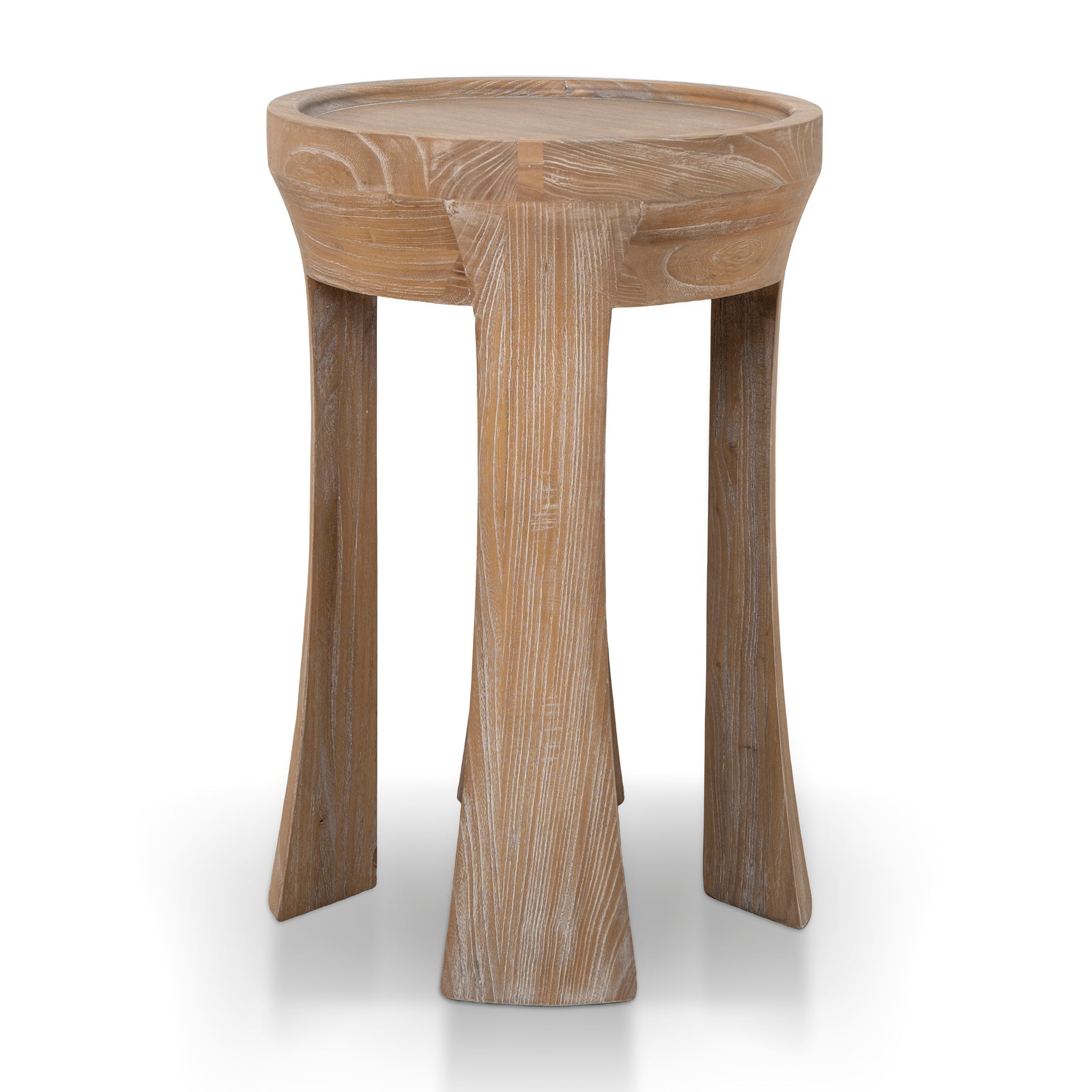 34.5cm Round Capri Side Table - Dark Natural