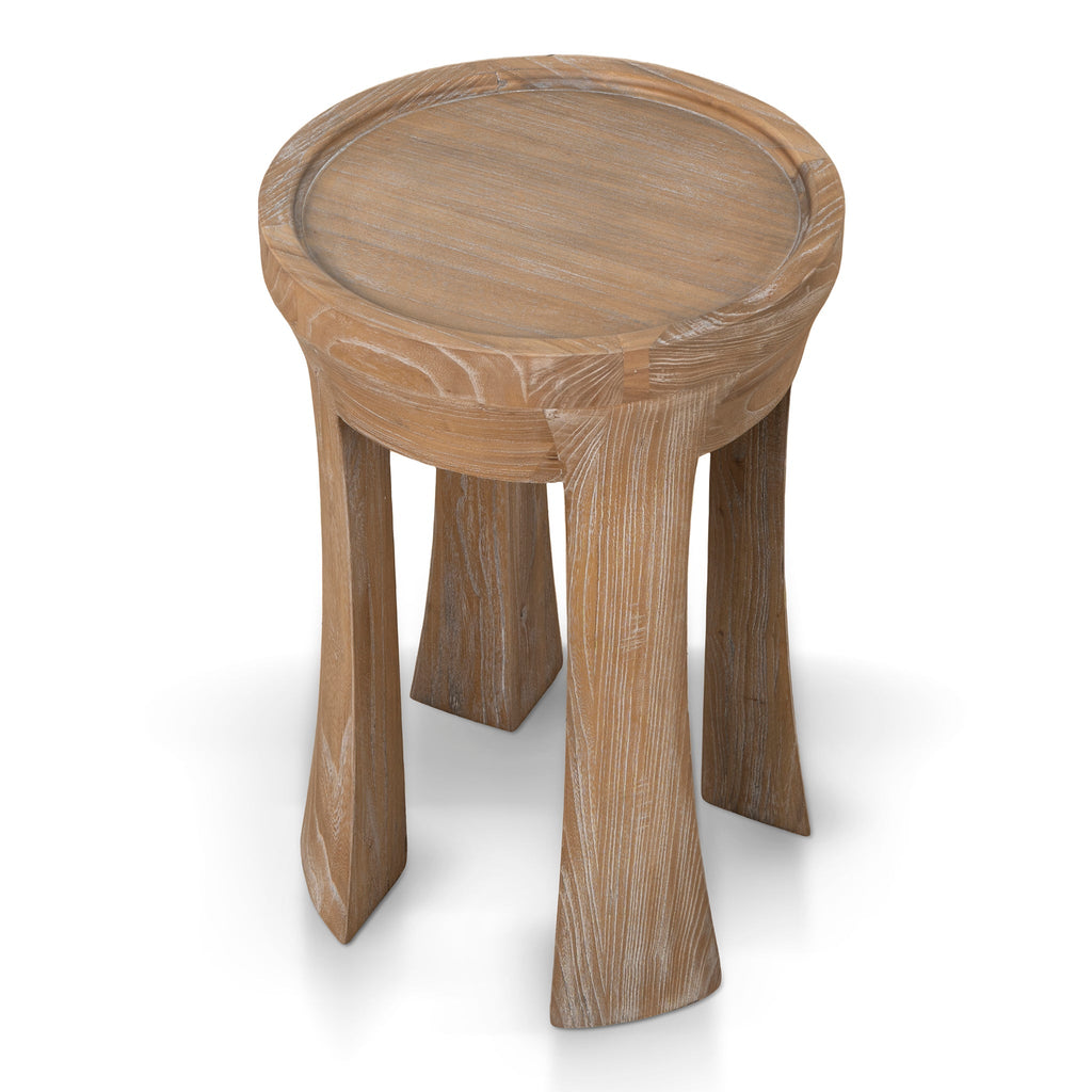 34.5cm Round Capri Side Table - Dark Natural