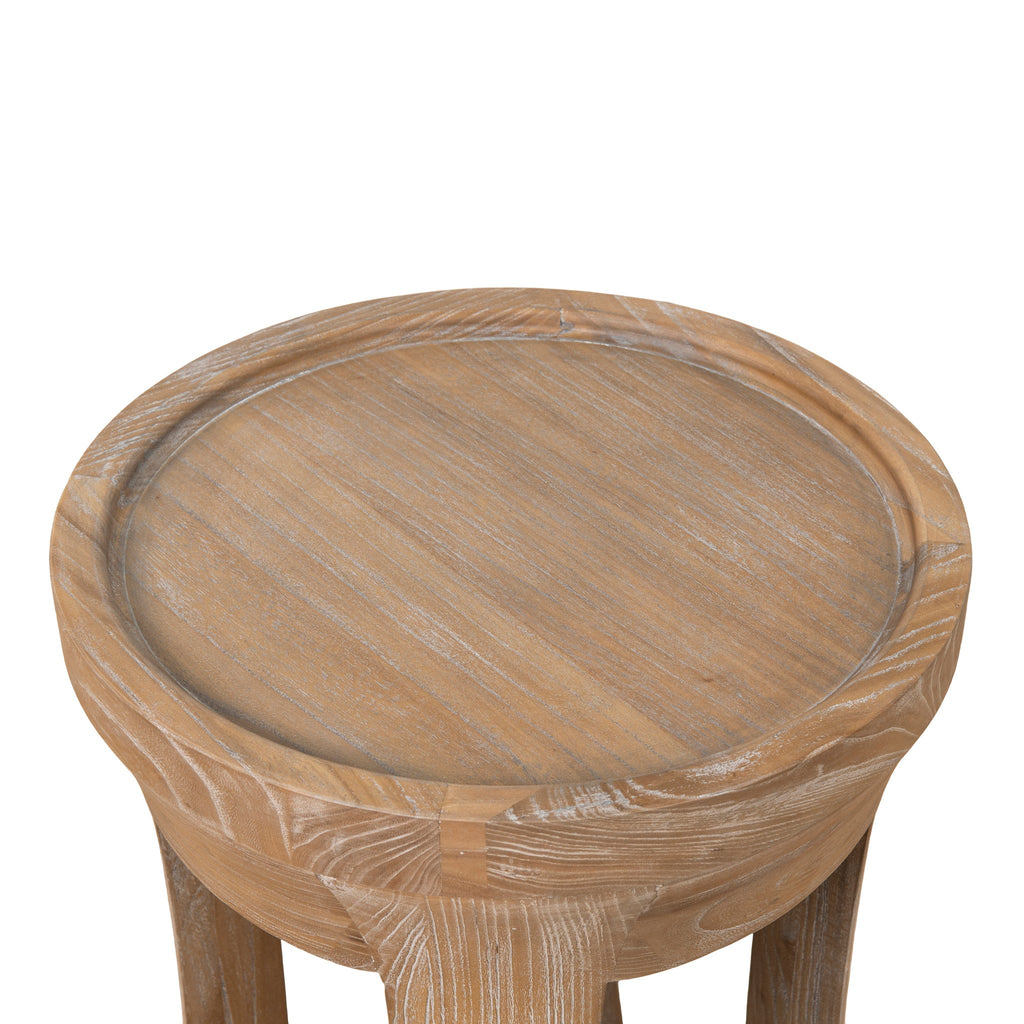 34.5cm Round Capri Side Table - Dark Natural