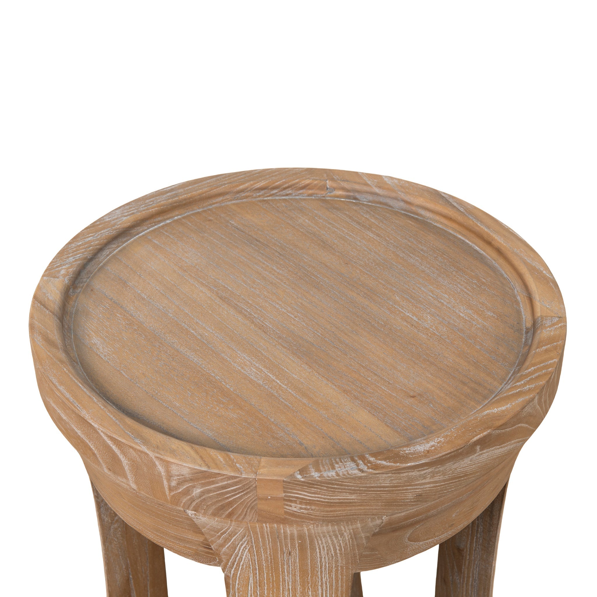 34.5cm Round Capri Side Table - Dark Natural