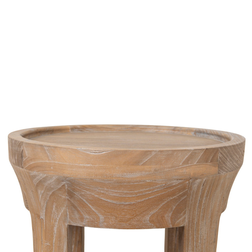 34.5cm Round Capri Side Table - Dark Natural