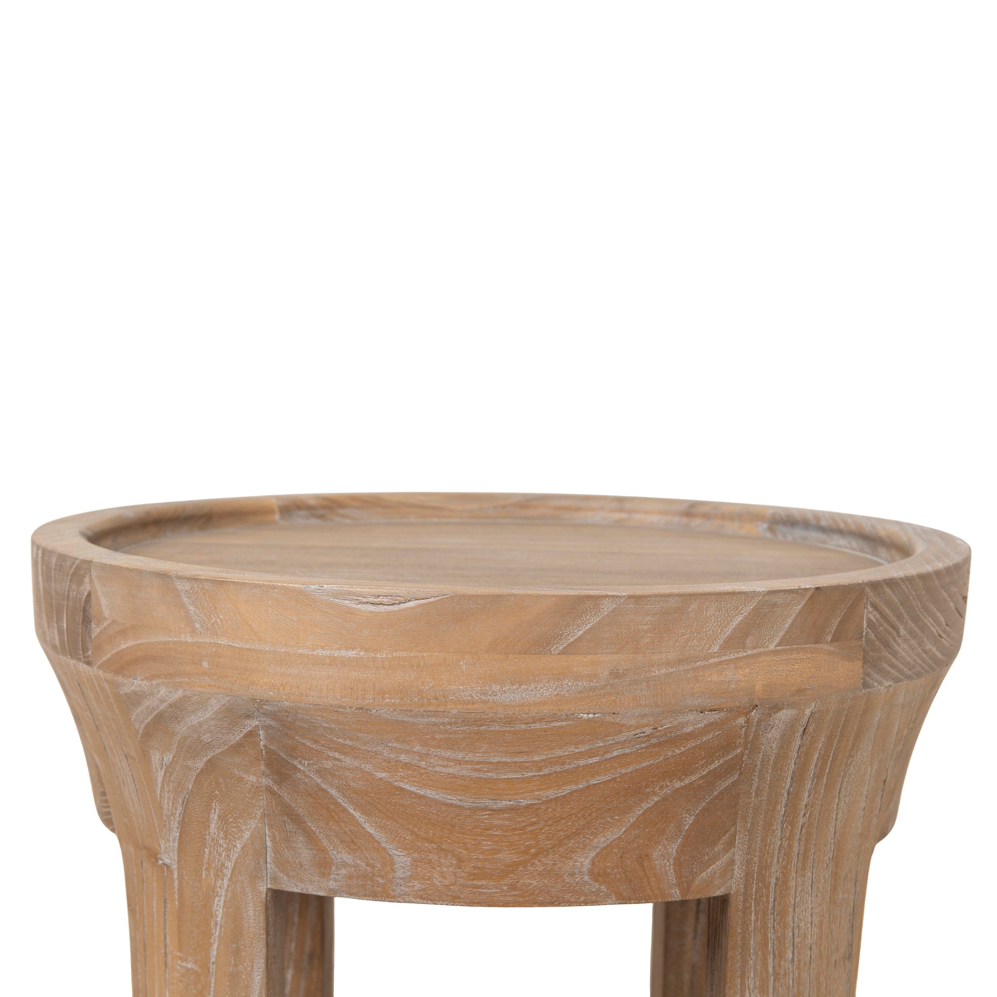 34.5cm Round Capri Side Table - Dark Natural