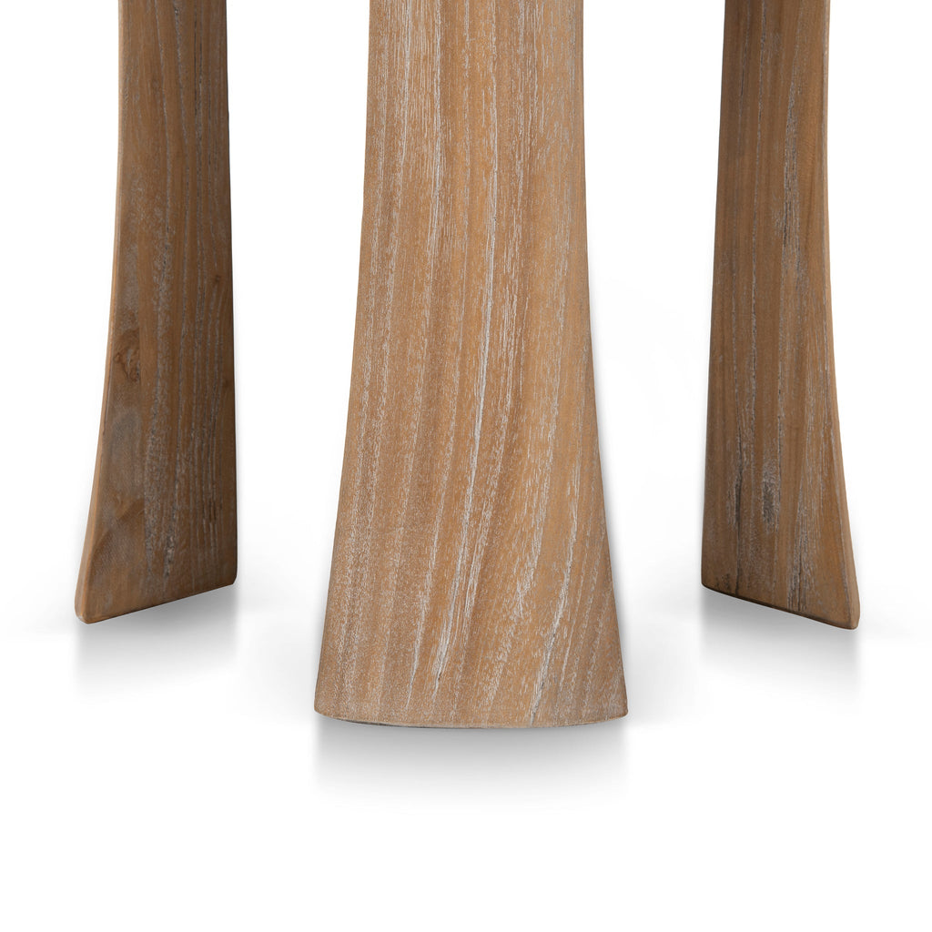 34.5cm Round Capri Side Table - Dark Natural