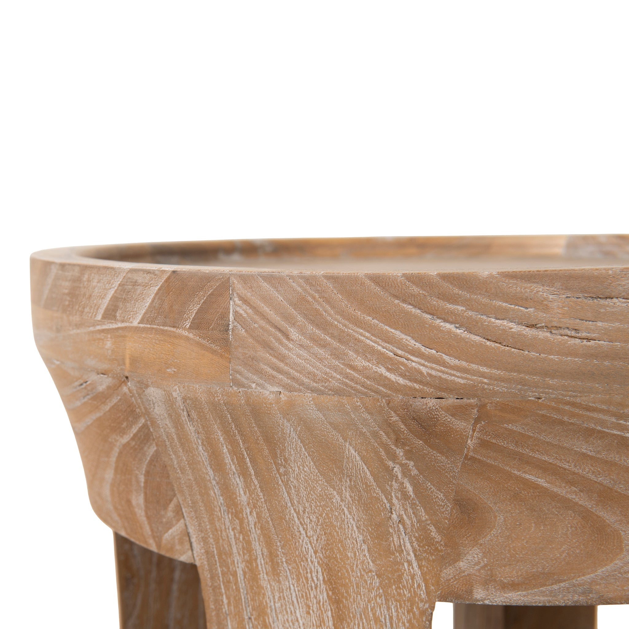 34.5cm Round Capri Side Table - Dark Natural