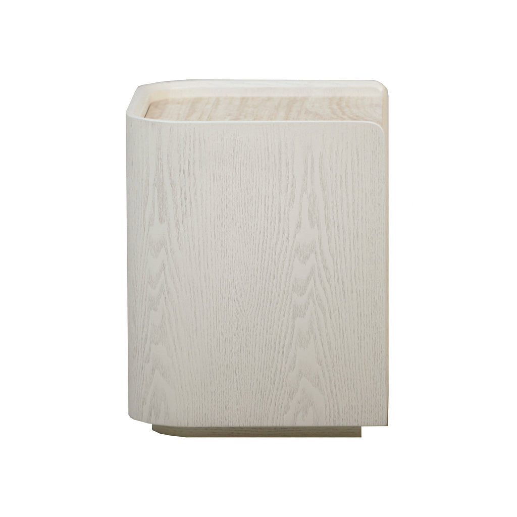 50cm Travertine Bedside Table - Ivory Oat