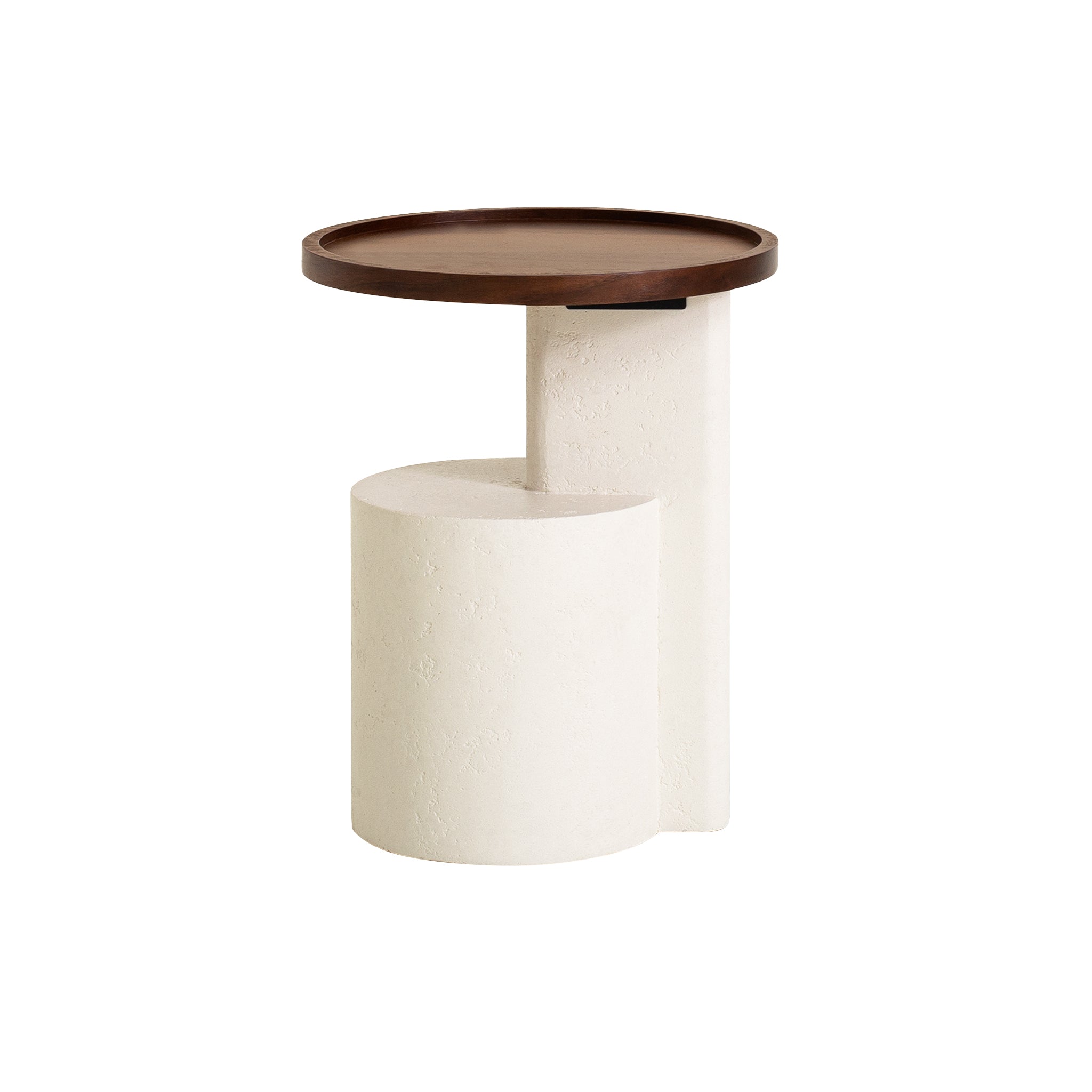 White Capri Side Table - Walnut