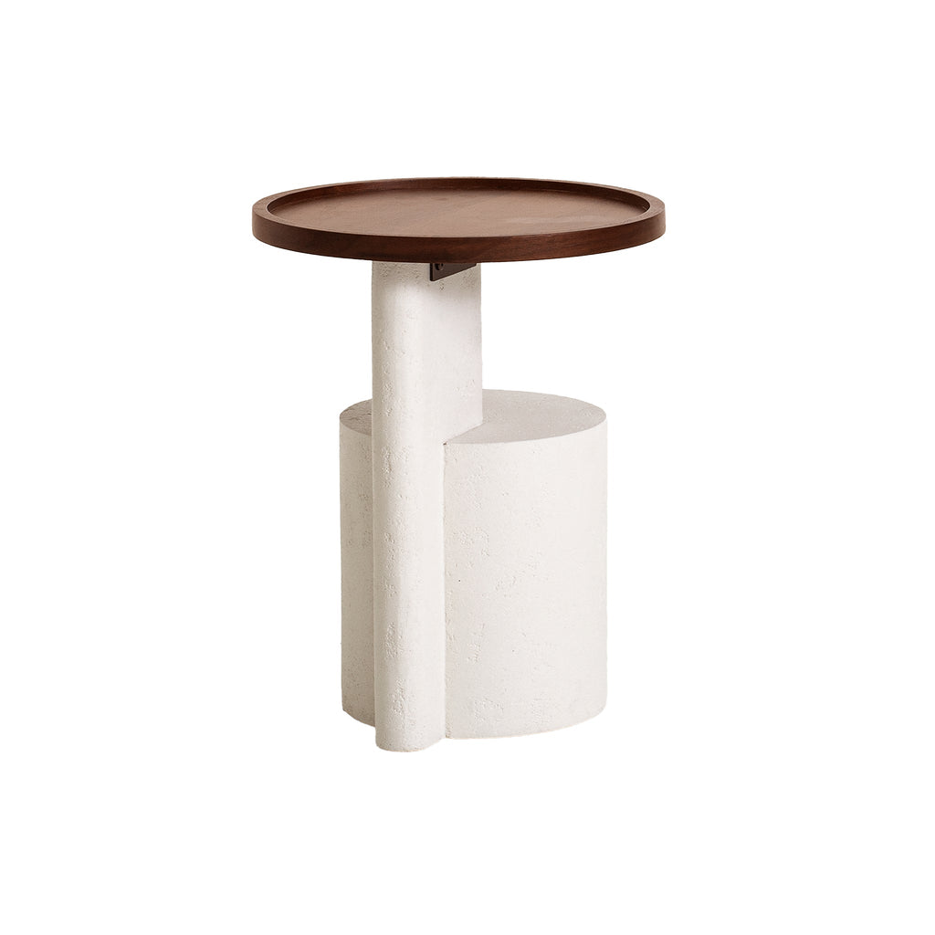 White Capri Side Table - Walnut