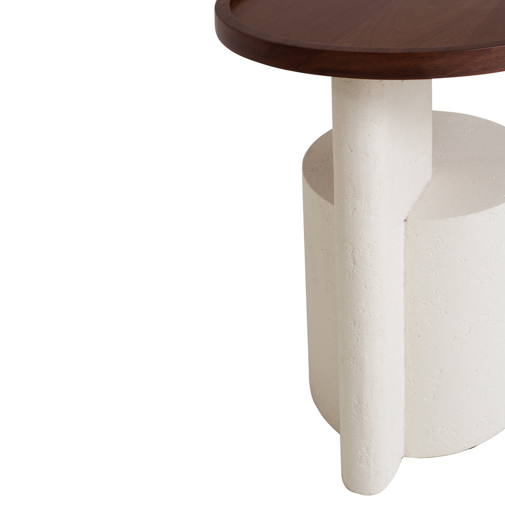 White Capri Side Table - Walnut