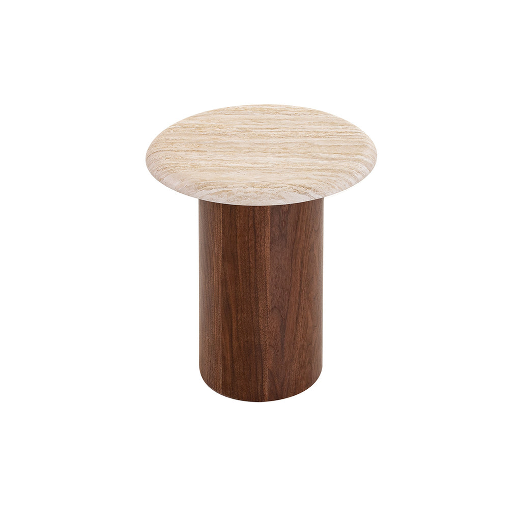 Walnut Capri Side Table - Stone Look Beige