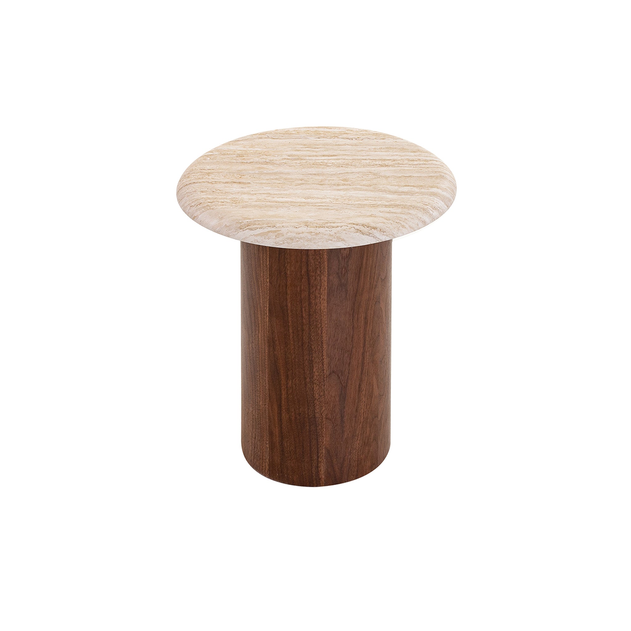 Walnut Capri Side Table - Stone Look Beige