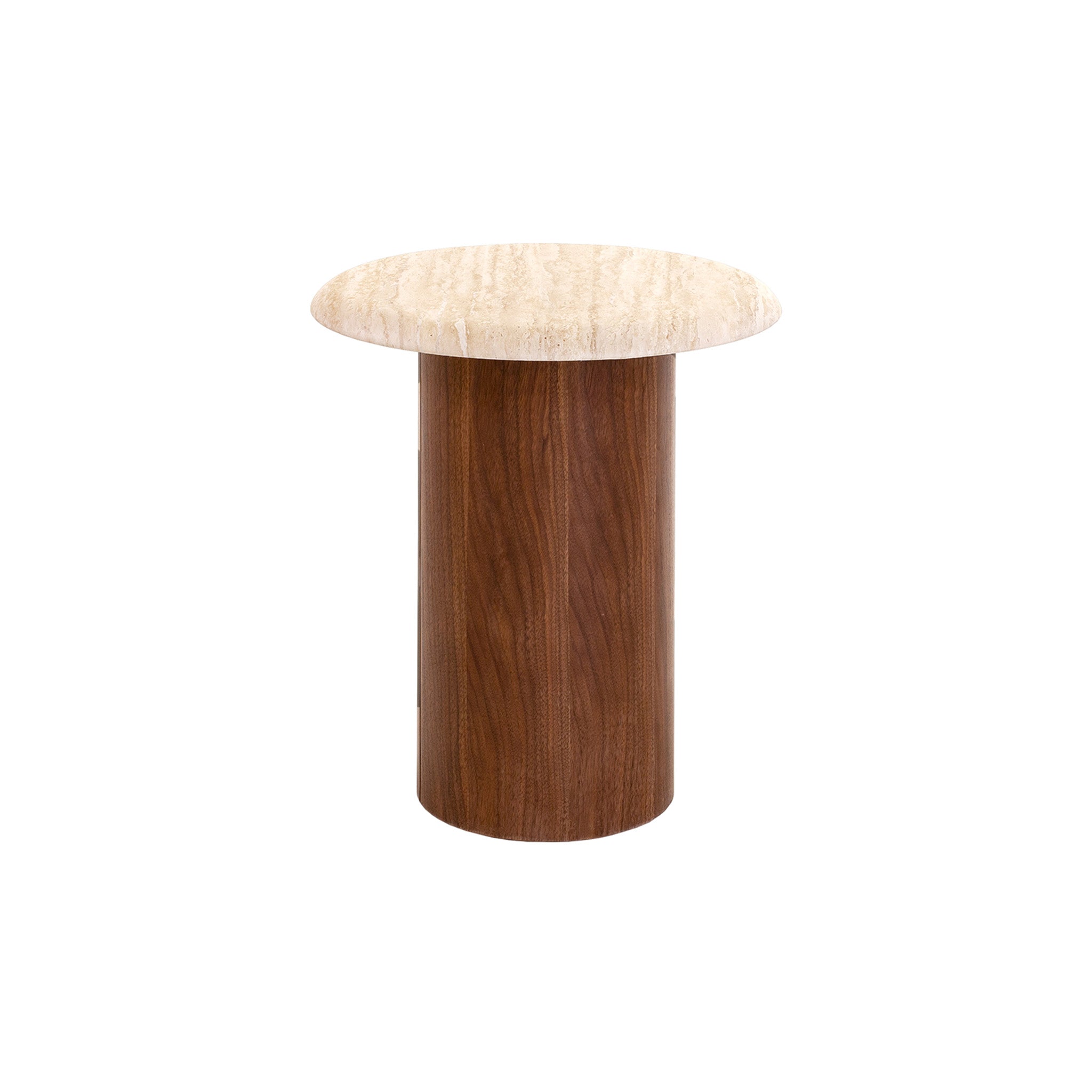 Walnut Capri Side Table - Stone Look Beige