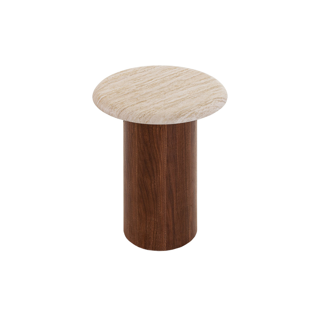 Walnut Capri Side Table - Stone Look Beige