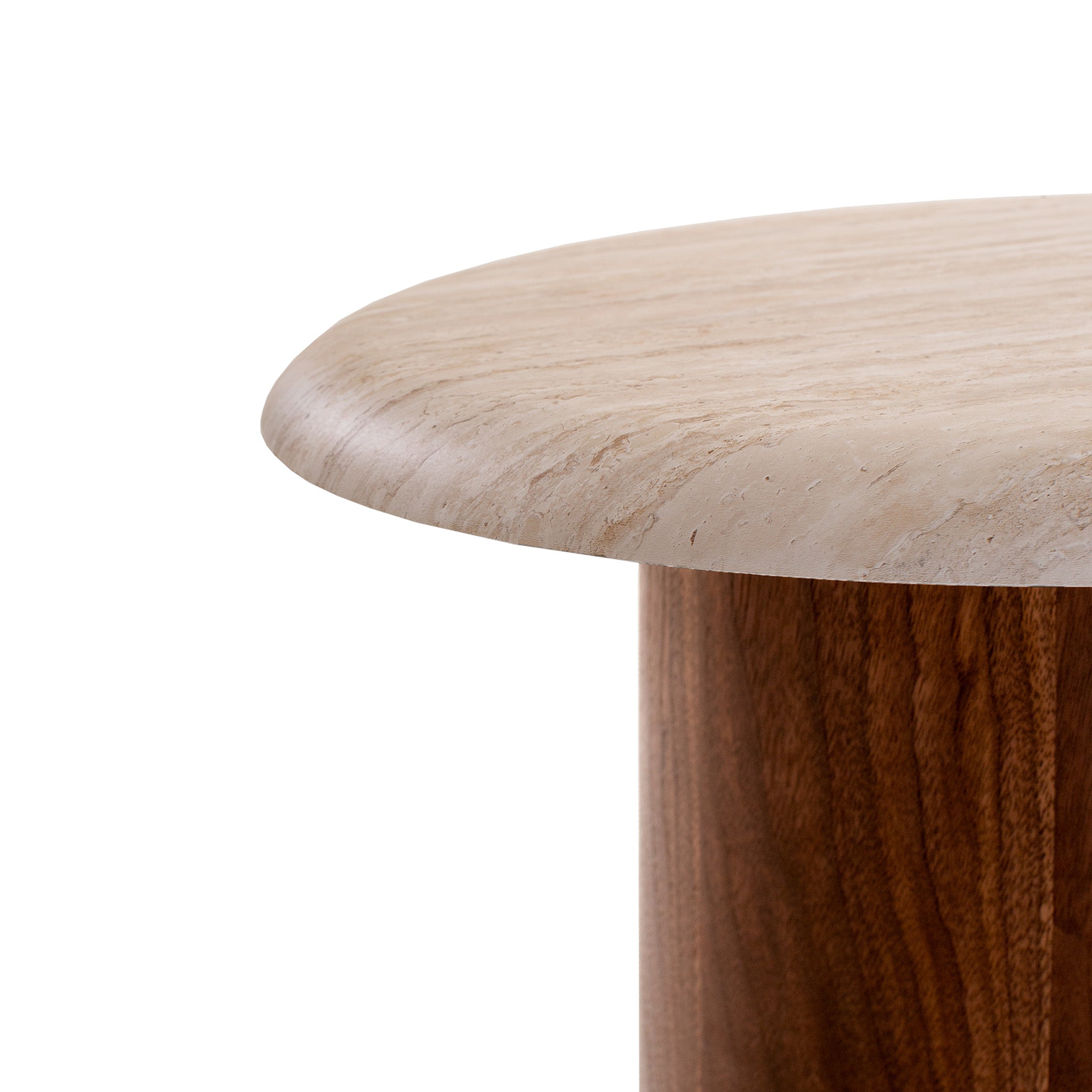 Walnut Capri Side Table - Stone Look Beige
