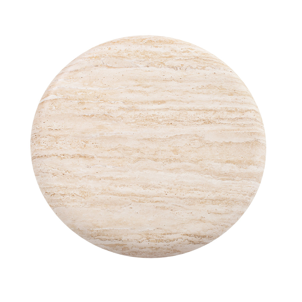 Walnut Capri Side Table - Stone Look Beige