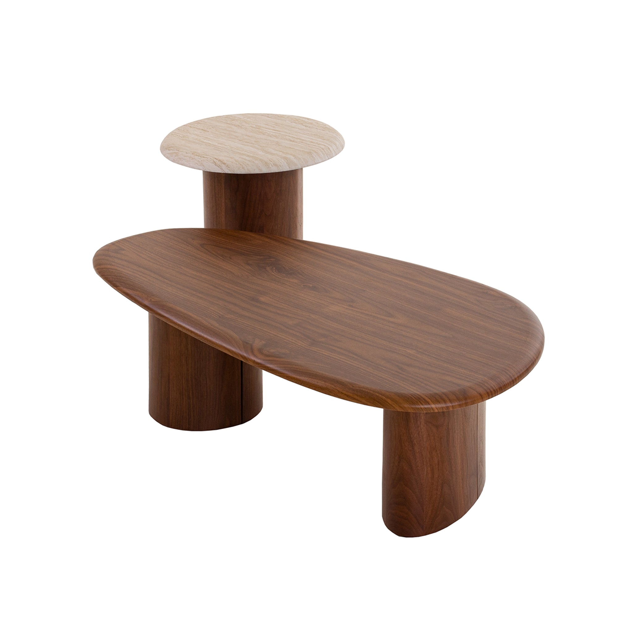 Walnut Capri Side Table - Stone Look Beige