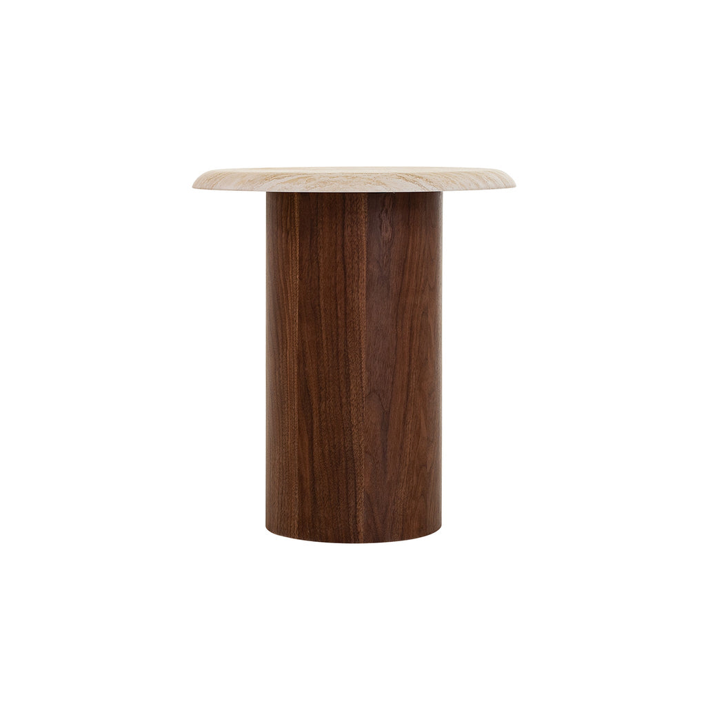 Walnut Capri Side Table - Stone Look Beige