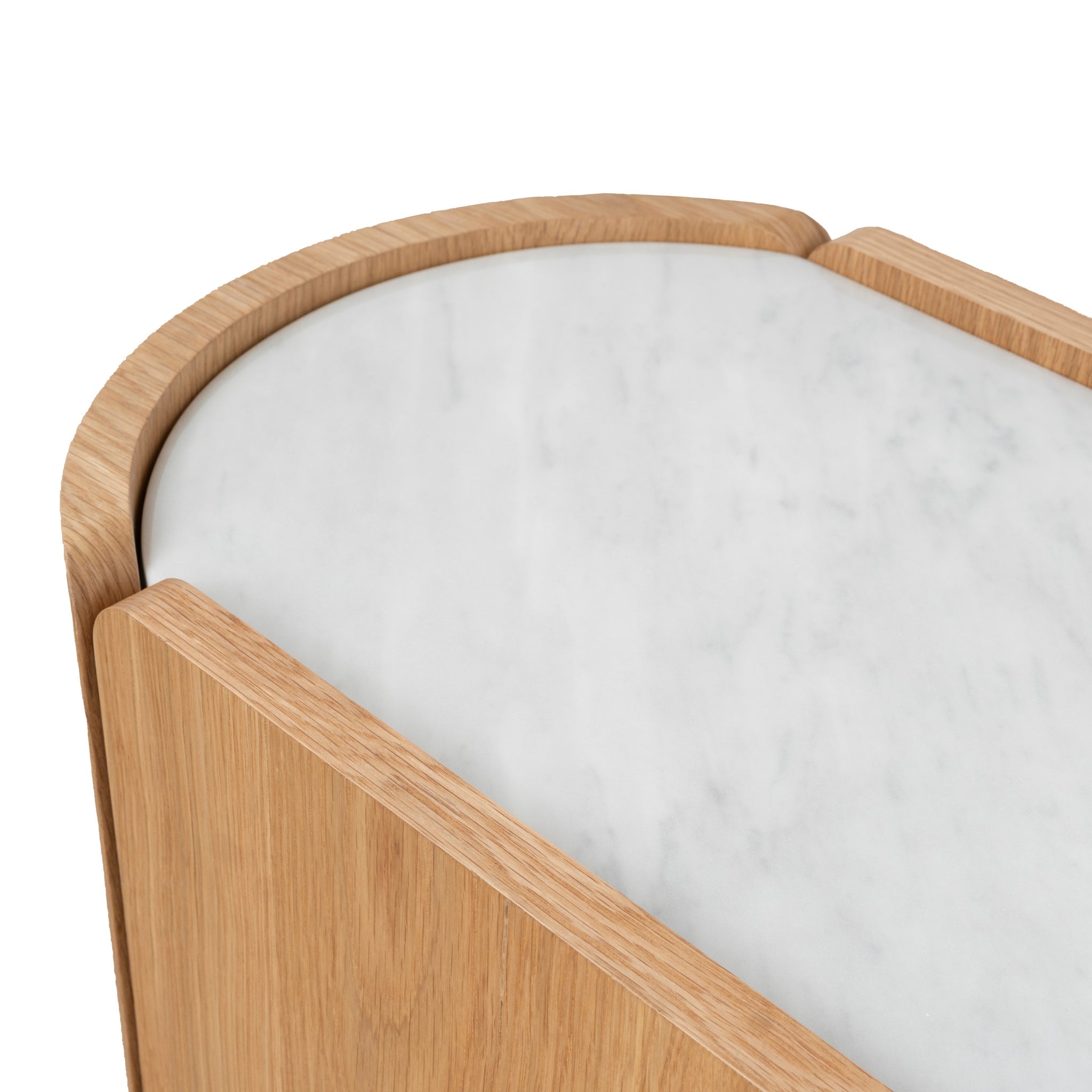 60cm Bedside Table - Natural Oak with Marble Top