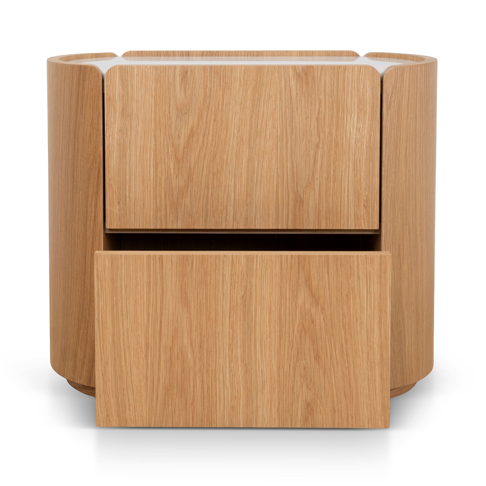 60cm Bedside Table - Natural Oak with Marble Top
