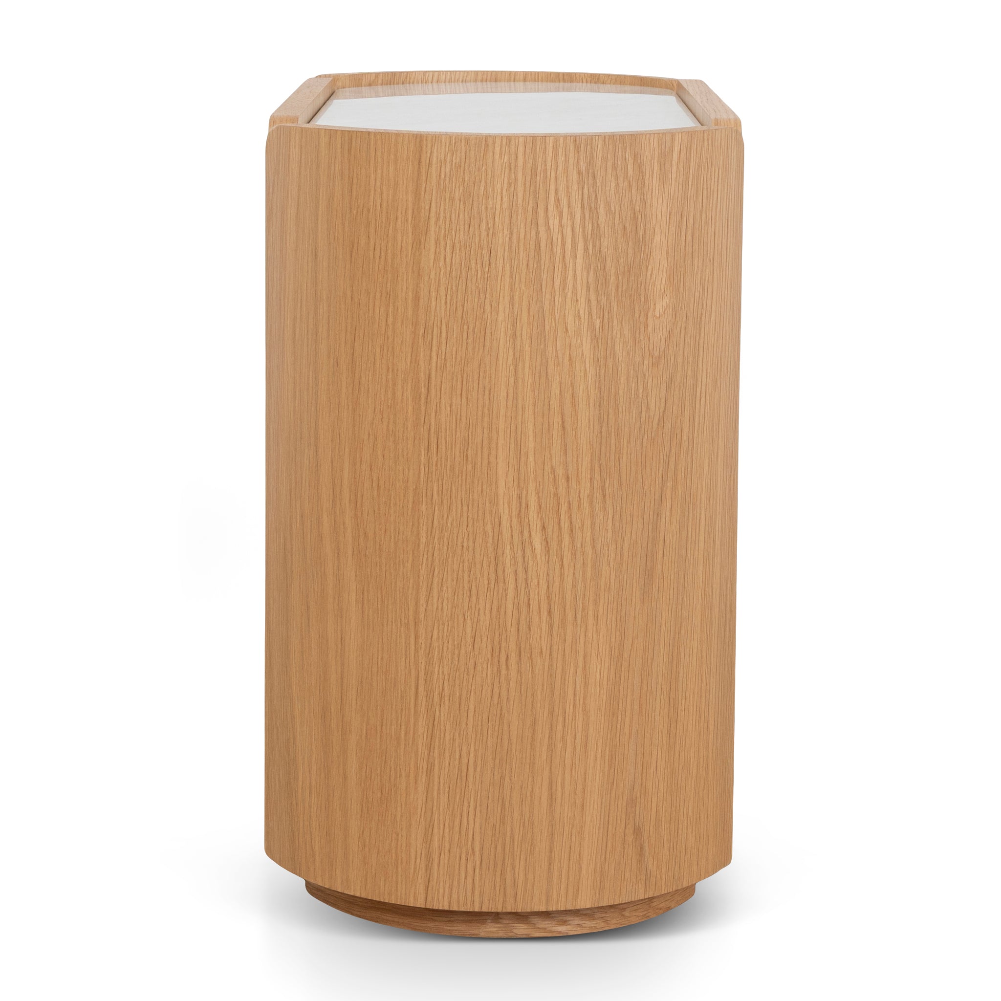 60cm Bedside Table - Natural Oak with Marble Top