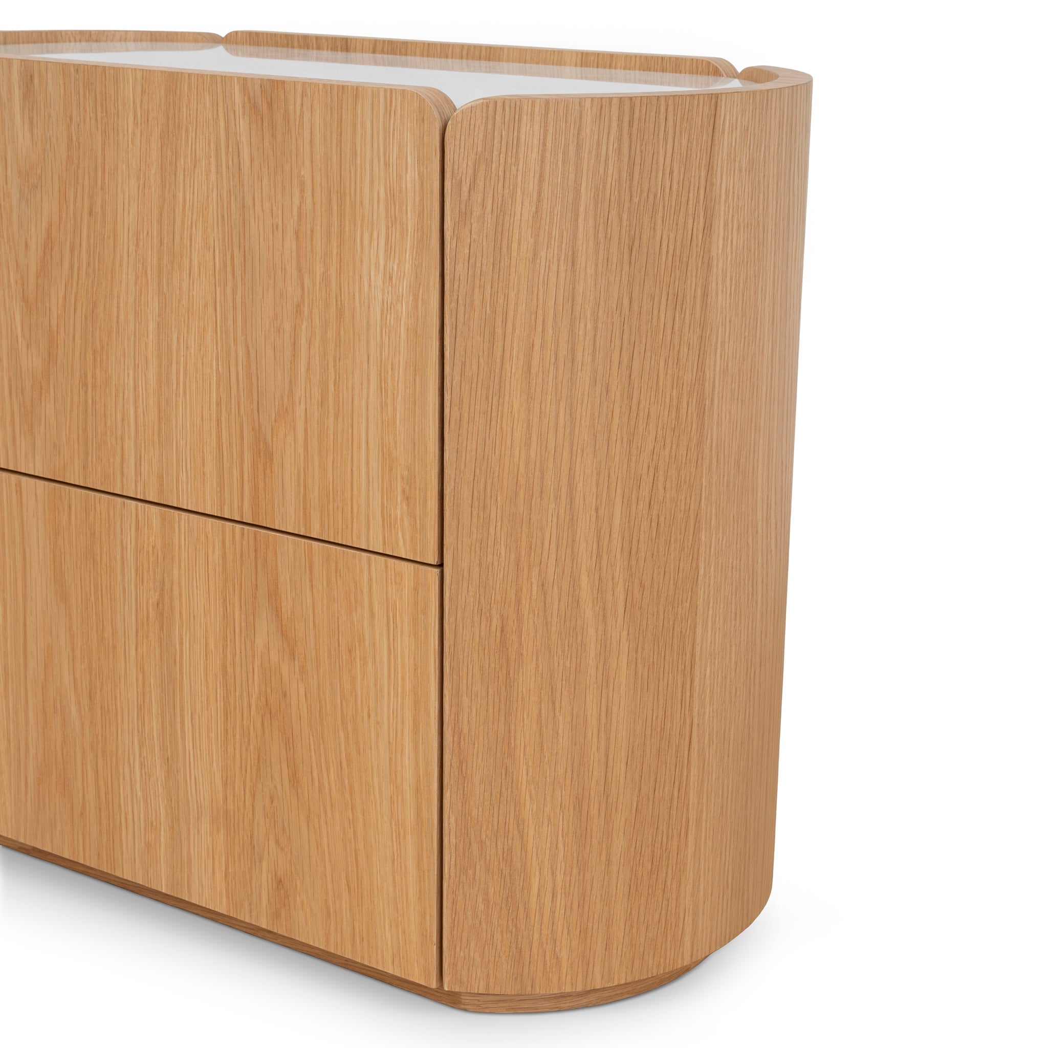 60cm Bedside Table - Natural Oak with Marble Top