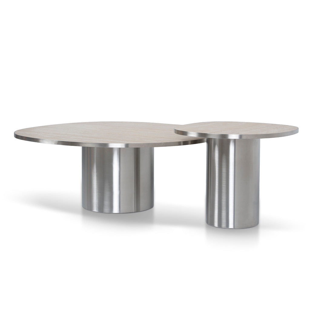 Nested Porcelain Venezia Coffee Table - Stainless Steel