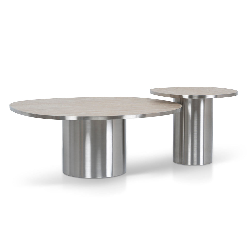 Nested Porcelain Venezia Coffee Table - Stainless Steel
