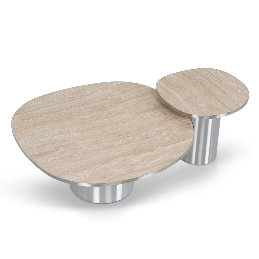 Nested Porcelain Venezia Coffee Table - Stainless Steel