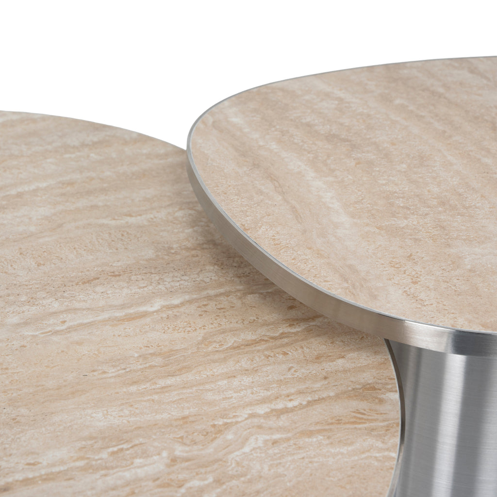 Nested Porcelain Venezia Coffee Table - Stainless Steel